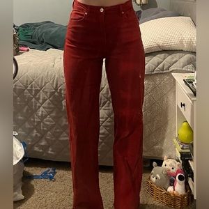 straight leg red jeans